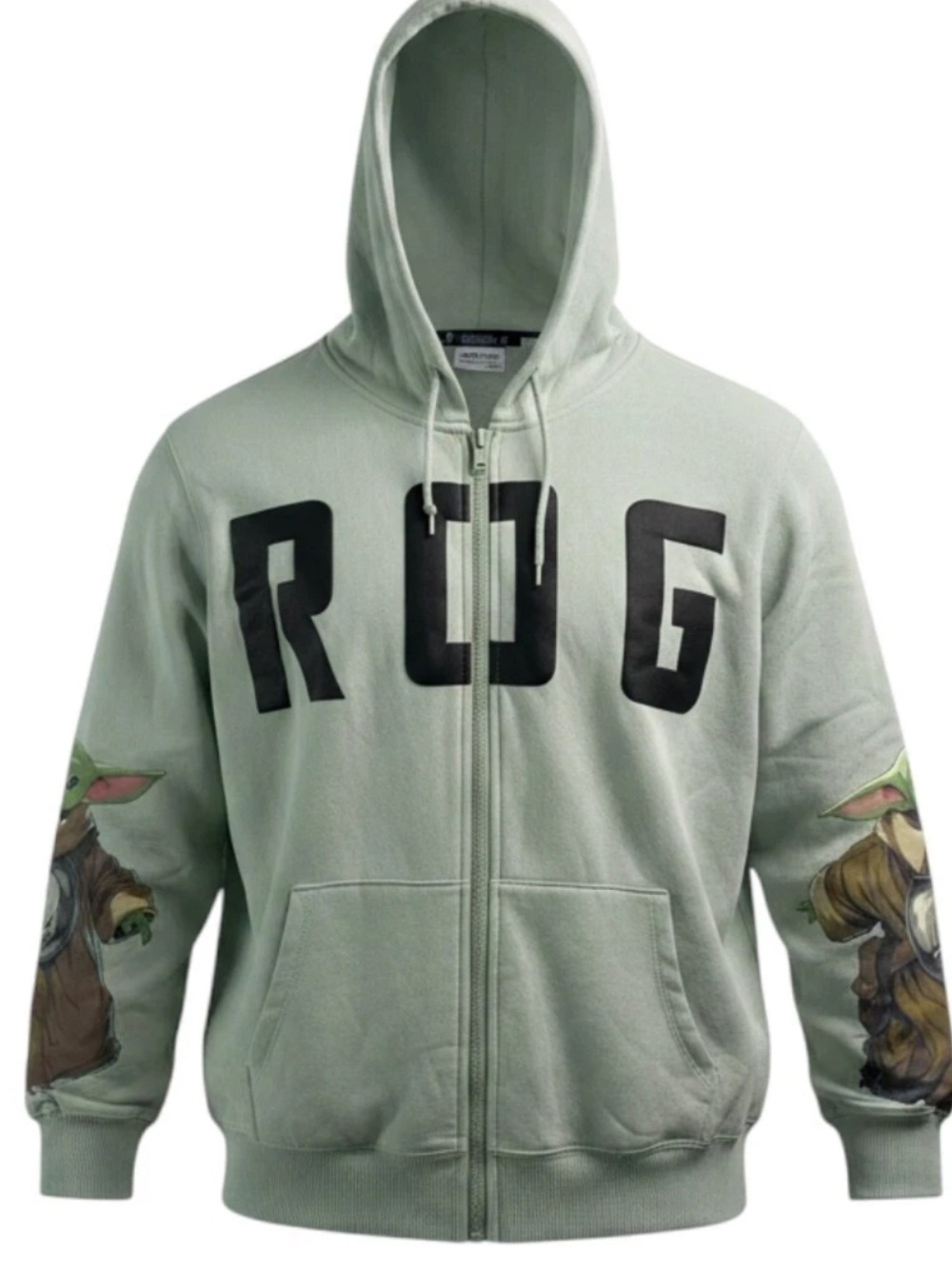 BRAND NEW Star Wars The Mandalorian Grogu Zip Up Hoodie Sage Green Baby Yoda - Picture 3 of 4